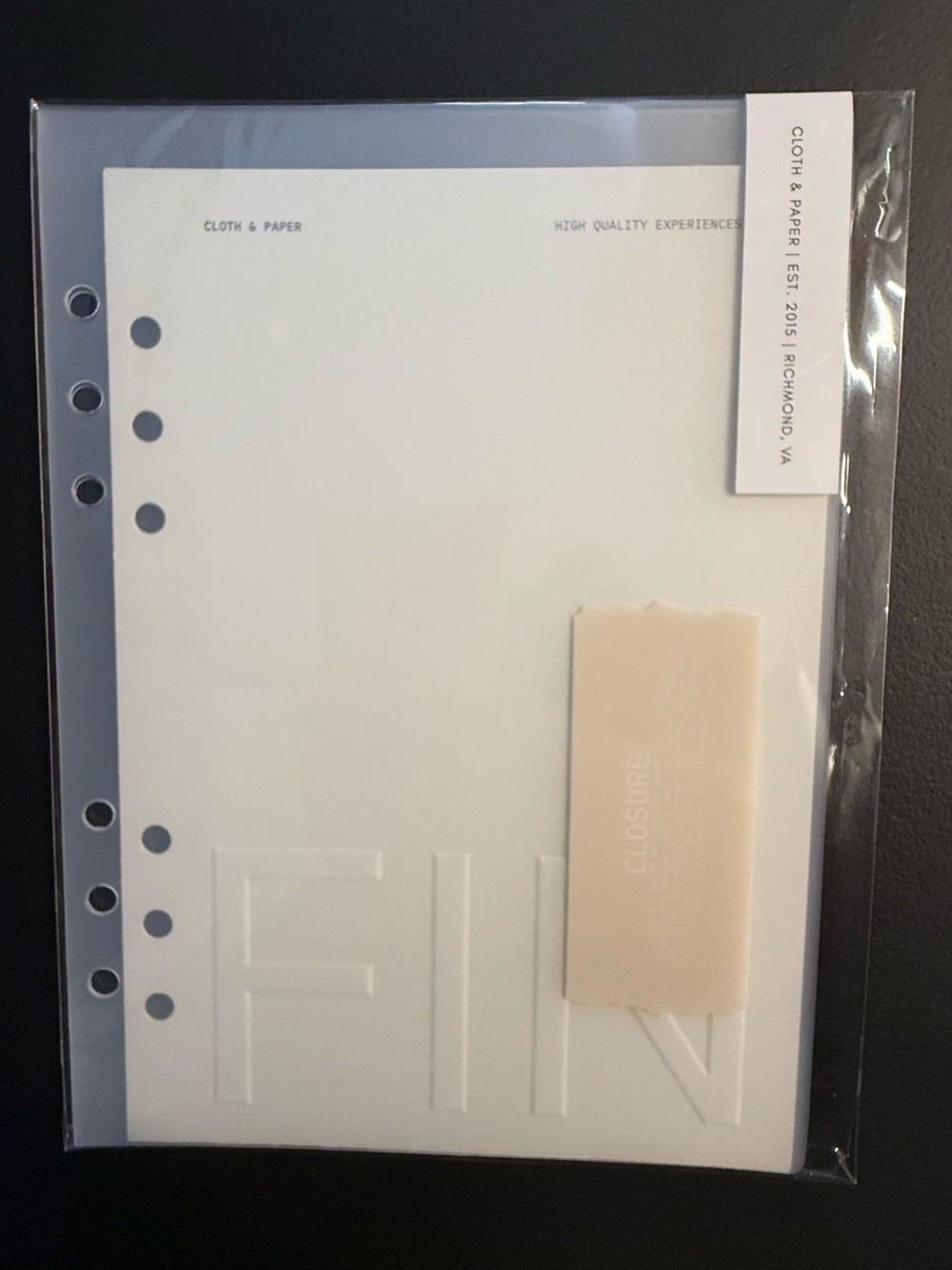Cloth & Paper Closure Dashboard + Cover Set A5